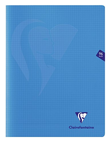 Clairefontaine 293362AMZC Lot de 4 Cahiers Agrafés Mimesys - 24x32 cm - 96 Pages Petits Carreaux - Papier Blanc 90 g - Couverture Polypro (Bleu, Incolore, Orange, Violet)