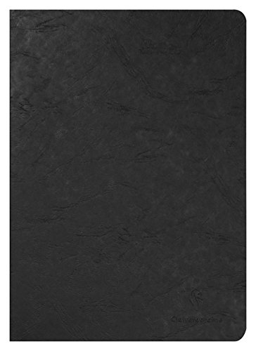 Clairefontaine 733001C Collection Age Bag Un Cahier Agrafé Noir - A4 21x29,7 cm - 96 Pages Unies Blanches - Papier 90 g - Couverture Carte Lustrée Grain Cuir