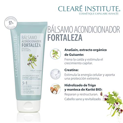 Clearé Institute Bálsamo Acondicionador Fortaleza Anticaída - Desenreda y Acondiciona | Calma el Cuero Cabelludo | Estimula el Crecimiento del Cabello | 97% Ingredientes Naturales - 200ml