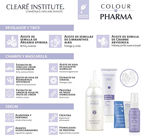 CLEARÉ INSTITUTE Colour Pharma, Tinte Sin Ppd Ni Amonicaco, Coloración Antiedad, 100% Cobertura de Canas Rebeldes, con Serum Redensificante, 7n. Rubio , 80ml