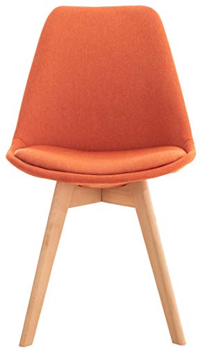 CLP Silla De Comedor Linares En Tela, Terciopelo o En Polipropileno & Cojín En Simil Cuero I Silla De Salón Nórdica con Base De Madera I, Color:Naranja, Material de Base:Tela