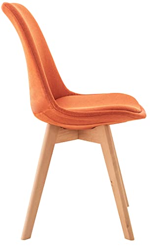 CLP Silla De Comedor Linares En Tela, Terciopelo o En Polipropileno & Cojín En Simil Cuero I Silla De Salón Nórdica con Base De Madera I, Color:Naranja, Material de Base:Tela