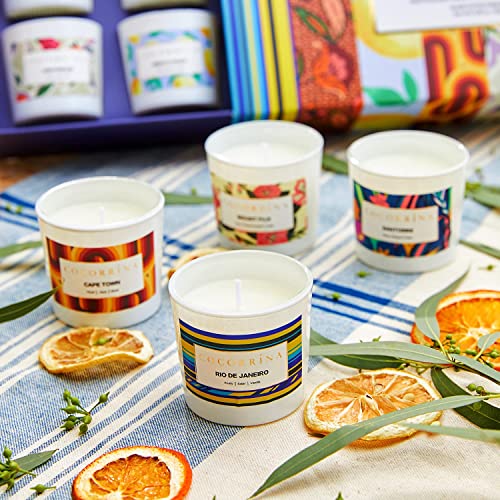 Cocorrina Juego de 8 velas perfumadas fuertes: frutal, floral, cítricos, leñoso, oriental, acuático, especiado, verde perfumado aromático aromático, juego de regalo de velas de cera de soja