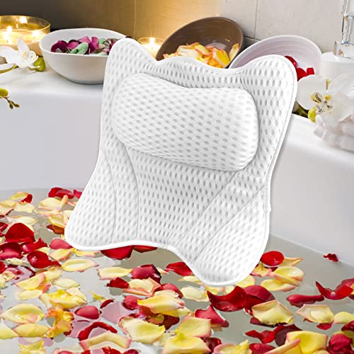 Cojín de baño de Lujo para bañera y SPA con tecnología de Malla de Aire 4D y 7 ventosas. Soporte para Cabeza, Espalda, Hombros y Cuello. Adecuado para bañeras y spas en casa