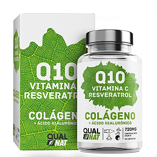Colágeno marino con ácido hialurónico| Coencima Q10 - Vitamina C - Resveratrol | Colágeno Marino Piel Radiante| Huesos y Articulaciones Fuertes - 90 Cap