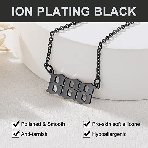 Colgantes Negros Acero Inoxidable 316L para Mujeres Números de Buena Suerte Fuente Inglés Antiguo 888 Regalo Delicado para Graduación Joyerías Modernas para Parejas