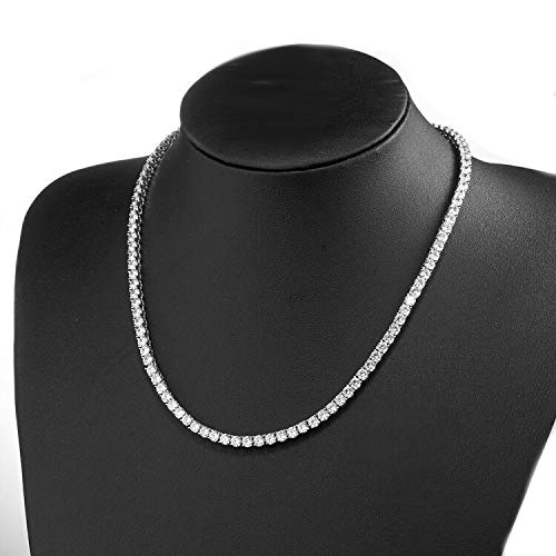 Collar de Tenis de Plata de ley 925 con Circonita Cúbica Blancas para Hombre y Mujeres (45)