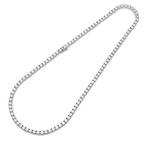 Collar de Tenis de Plata de ley 925 con Circonita Cúbica Blancas para Hombre y Mujeres (45)