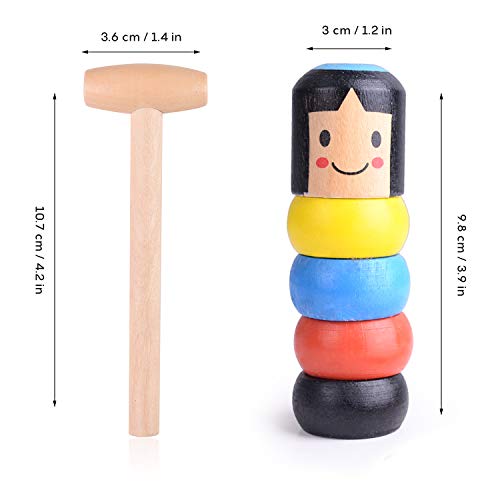 Colmanda 2 Piezas Juguete Mágico de Hombre Wooden Man Daruma Stage Magic Props Halloween Magic Tricks Estilo Japonés Inmortal Marioneta para Niños y Adultos