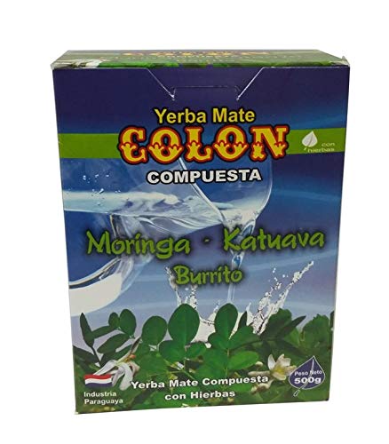 COLON Yerba Mate Té de Paraguay. (Burrito, 17.64 oz.)Compuesta - Moringa- Kuatava - Burrito - 500 Gramos