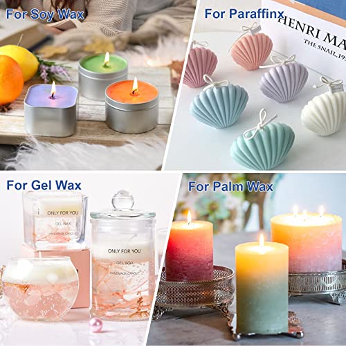 Colorante de cera para velas, 16 colores líquidos, incluye 2 aceites aromáticos para kit de fabricación de velas, cera de soja, cera de gel, cera de abeja, parafina con 20 mechas