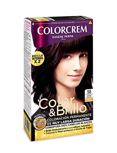 Colorcrem Color & Brillo - Tinte Permanente Mujer - Tono 58, Con Tratamiento Nutri-protector Al Aceite De Argán. + 45% De Producto | Disponible En Más De 20 Tonos., Caoba Oscuro