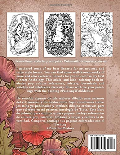 Coloring Book - Medusa Dollmaker Lineart Anthology: Art nouveau and botanicals for everybody