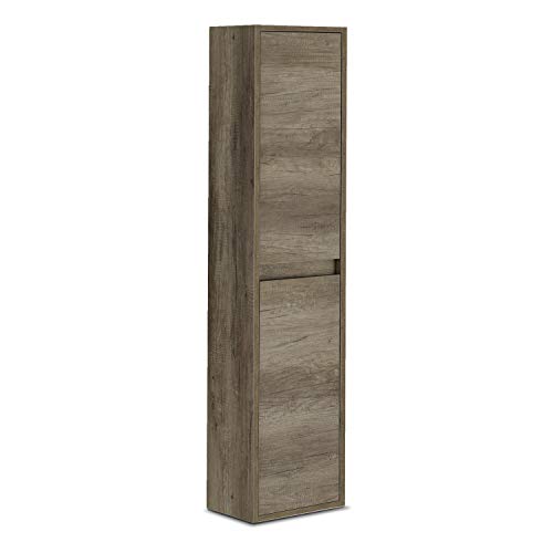 Columna de Baño Suspendido 2 Puertas, Mueble Lavabo, Modelo Dakota, Acabado en Color Nordik, Medidas: 30 cm (Largo) x 140 cm (Alto) x 25,5 cm (Fondo)