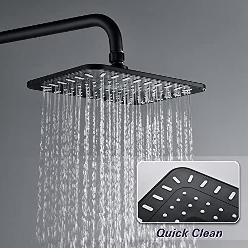 Columna de Ducha Termostatica Negro, DUTRIX Set de Ducha Termostático con Rociador Ducha Lluvia 26x20cm, Alcachofa de Ducha