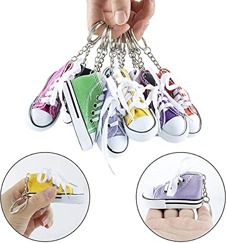 Comius Sharp Llavero Zapatilla de Deporte, 12 Pcs Mini Llaveros Estilo Tipo Converse, Llaveros de Lona para Comuniones y Cumpleaños Infantiles, Juveniles y Niños