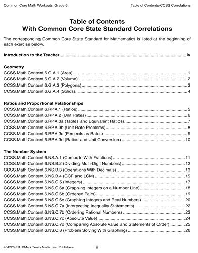 Common Core Math Workouts, Grade 6