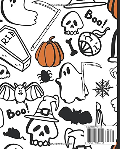 Composition Notebook: Creepy Ghost and Sukll Wide Ruled Halloween Composition Notebook. 7.5 x 9.25, 100 Pages, Great For Toddlers, Preschoolers, Kids and Teen. Perfect for Halloween Lovers.