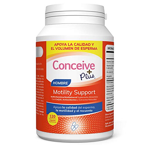 Conceive Plus Soporte de Motilidad, Aumenta el Volumen y el Conteo, Zinc Ashwagandha CoQ10 Vitamina E y Selenio, 60 cápsulas