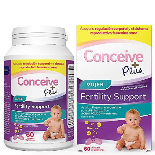 CONCEIVE PLUS Vitaminas Fertilidad Femenina + Nutrientes Clave - Regulación Corporal de Apoyo, Ciclos Saludables, Ayuda Concepción Natural - Ácido Fólico Folato, Píldoras - 60 Cápsulas Vegetarianas