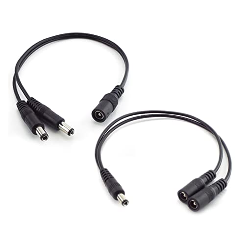 Conector 5.5mm 2.1mm 1 hembra a 2 varones masculinos corriente continua Cable de extensión del conector del divisor de alimentación for CCTV LED Adaptador de suministro de luz de tira Durable y versát