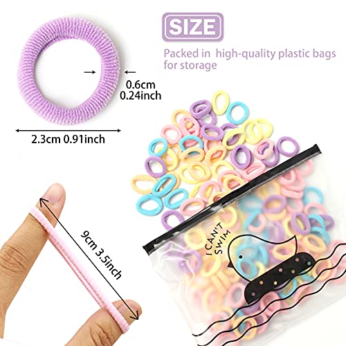 Cooetr 150 Piezas Gomas de Pelo Bebe Niña, Mini Banda de Pelo Elástica, Lazos Para el Cabello del Bebé Multicolor Elásticas Suave Duradero Pequeñas Coleteros de Tela para Ponytail Accesorios