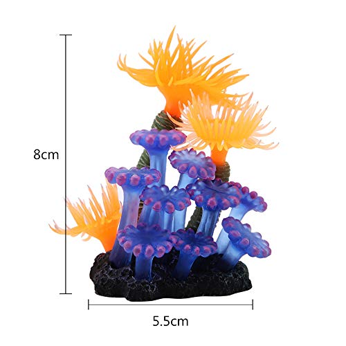 Coral Artificial, Planta de simulación Silicona Luminosa Anémona de mar de Coral para decoración de Paisaje de Acuario de Peces Adornos