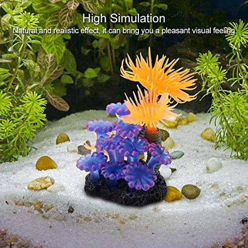 Coral Artificial, Planta de simulación Silicona Luminosa Anémona de mar de Coral para decoración de Paisaje de Acuario de Peces Adornos