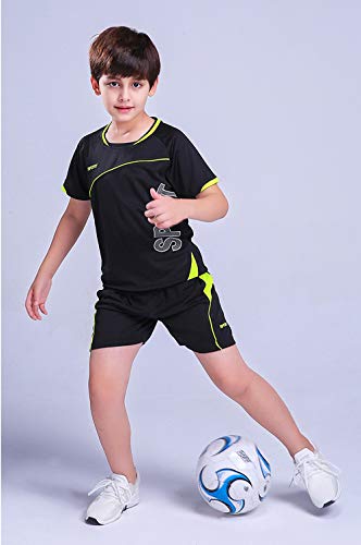 Coralup Pantalones cortos deportivos para niños conjuntos de fútbol y baloncesto uniformes jerseys chándal de entrenamiento trajes de verano playa manga corta conjunto 4 colores 4-13 años