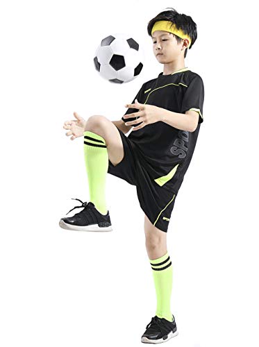 Coralup Pantalones cortos deportivos para niños conjuntos de fútbol y baloncesto uniformes jerseys chándal de entrenamiento trajes de verano playa manga corta conjunto 4 colores 4-13 años