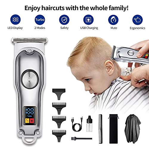 Cortapelos Hombre Maquina Cortar Pelo Profesional Pantalla Digital de Batería Cortadora de Pelo Inalámbrica USB Recargable Recortadora de Barba Precisión Barbero Electrico Kit Regalo Hombre