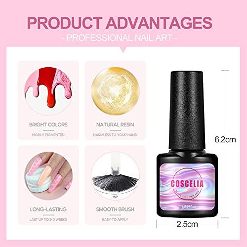 COSCELIA Kit Uñas de Gel Esmaltes Semipermanentes Esmalte de Gel Durables Esmalte en Gel de 15 Colores Esmalte para Manicura y Pedicura