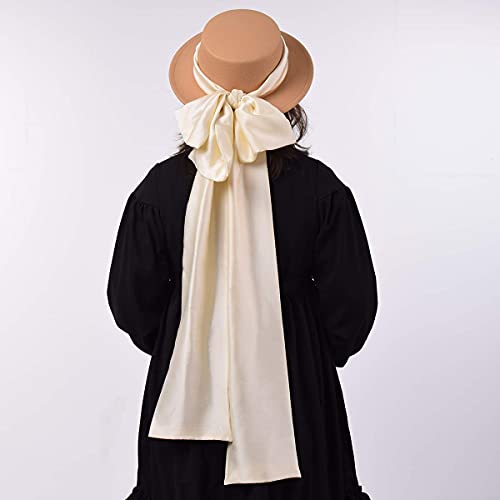 COSDREAMER Sombrero de sol Lolita victoriano para fiesta de té, para niñas y mujeres, con lazo, cintas anchas, sombreros (brown & Beige)