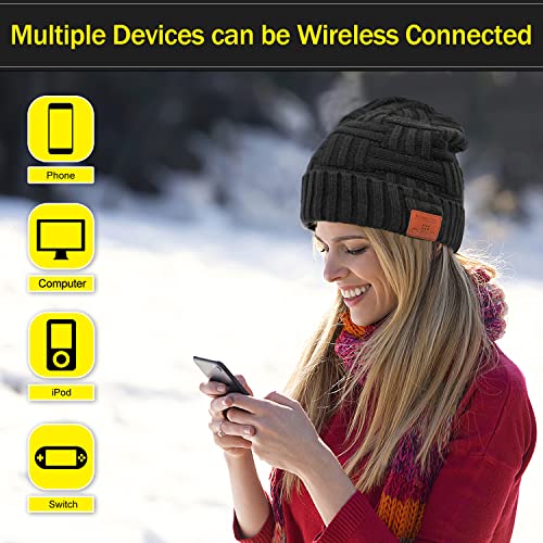 COZOME Gorro Bluetooth Regalo Mujer Hombre, Regalo Original Gorro Musical Bluetooth 5.0 con Auriculares, Gorro Unisex de Invierno Tejido para Esquiar, Acampar, Correr,Ciclismo Deportes al Aire Libre