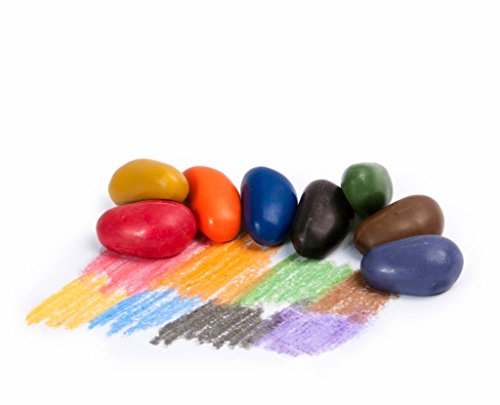 Crayon Rocks - Lápices de colores Soya para niños - no tóxicos [estimulante el mango de lápiz] - tiza duradera en una bolsa de muselina - 8, 16 o 32 colores naturales encerables - dibuje en papel y tela (8(Ocho) Lapices)