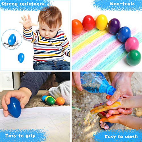 Crayones para Niños Pequeños, 9 Colores Surtidos Crayones Seguro y Lápices de Pintura Lavables Juguetes, para Niños y Niñas Regalo de Pascua (Forma Huevo)