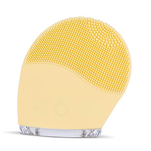 CREATE IKOHS Limpiador facial FACE WAVE - Cepillo Facial de Silicona, Rejuvenece la Piel, Masajeador, para todo tipo de pieles, Tecnología Vibración Sónica (Amarillo)