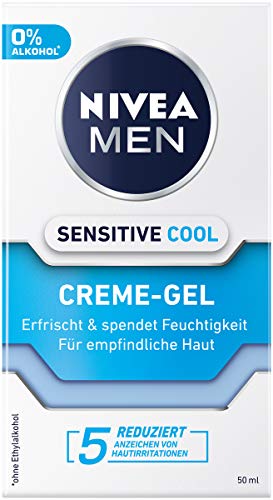 Crema Nivea Men Sensitive Cool en pack de 2 (2 x 50 ml), crema facial refrescante y relajante contra la irritación de la piel.