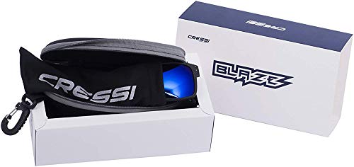 Cressi Blaze Sunglasses Gafas de Sol HTC polarizadas y repelentes al Agua, Adultos Unisex, Azul Navy/Espejadas Lentes Naranja, Talla única