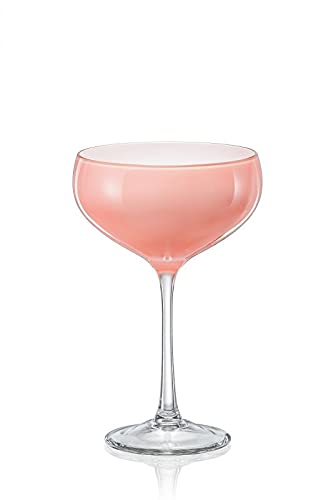 Crystalex Copas de champán praline Cherry rosa de cristal, juego de 4, 180 ml