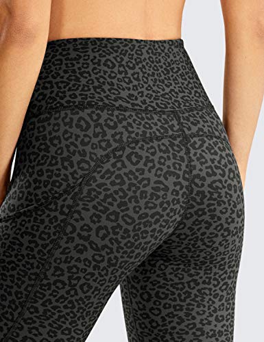 CRZ YOGA Leggings Mujer Deportivos Mallas Fitness Pantalon con Bolsillos No-transparenta Fleece Ligero Cepillado Leopard Impreso 1 38