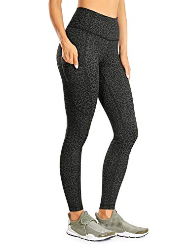 CRZ YOGA Leggings Mujer Deportivos Mallas Fitness Pantalon con Bolsillos No-transparenta Fleece Ligero Cepillado Leopard Impreso 1 38