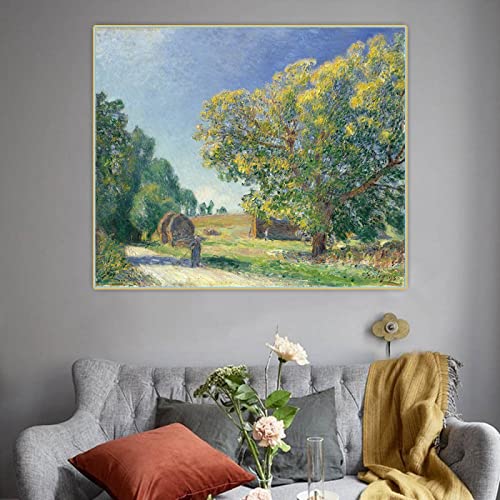 Cuadro famoso de Alfred Sisley "Un claro del bosque, impresiones en lienzo de 1885", arte de pared para la decoración de la sala de estar Cuadro 60x75cm(24x30in) sin marco
