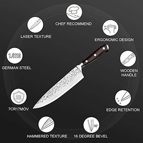 Cuchillo de Cocina-8Pulgadas Cuchillo Chef-Cuchillo de Cocinero Profesional-Ultra Afilada-Superficie Antiadherente y Protección Contra la Corrosión para Cortar Verdura, Fruta, Carne y Pescado