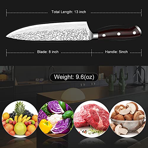 Cuchillo de Cocina-8Pulgadas Cuchillo Chef-Cuchillo de Cocinero Profesional-Ultra Afilada-Superficie Antiadherente y Protección Contra la Corrosión para Cortar Verdura, Fruta, Carne y Pescado