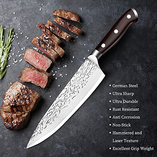 Cuchillo de Cocina-8Pulgadas Cuchillo Chef-Cuchillo de Cocinero Profesional-Ultra Afilada-Superficie Antiadherente y Protección Contra la Corrosión para Cortar Verdura, Fruta, Carne y Pescado