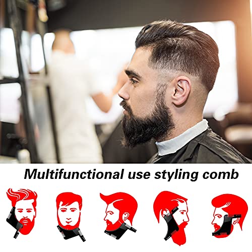 CXtech Plantilla para moldear barba, cabello facial para hombres, líneas de simetría perfectas y herramienta de peine para recortar barba para alinear y cortar curvas, corte de barba escalonada