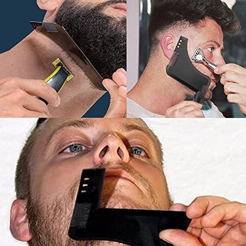 CXtech Plantilla para moldear barba, cabello facial para hombres, líneas de simetría perfectas y herramienta de peine para recortar barba para alinear y cortar curvas, corte de barba escalonada