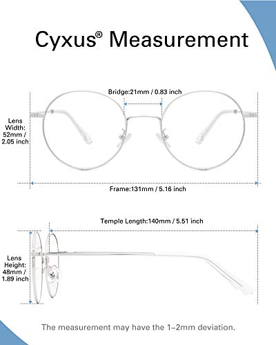 Cyxus Gafas Anti Luz Azul de Marco de metal Anti Tensión de Ojos [Mejor Sueño] (Lentes Transparentes) Unisexo (Hombres/Mujeres) (Plata)