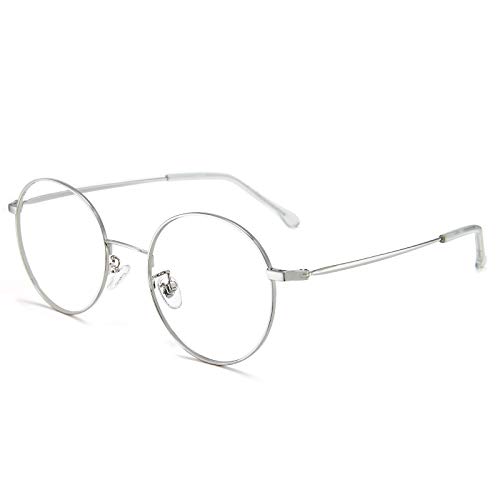 Cyxus Gafas Anti Luz Azul de Marco de metal Anti Tensión de Ojos [Mejor Sueño] (Lentes Transparentes) Unisexo (Hombres/Mujeres) (Plata)